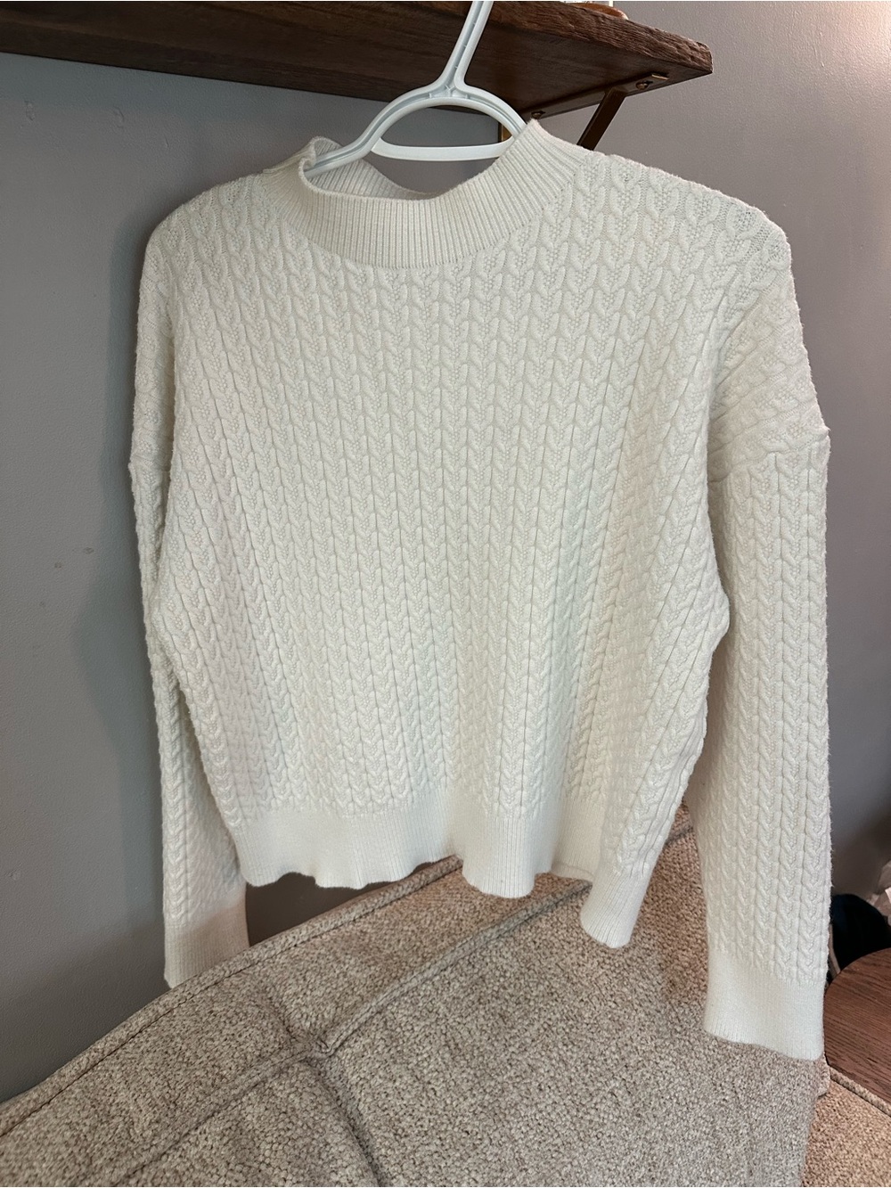ZYIA Cream Cable-Knit Crewneck Sweater